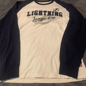 Tampa Bay Lightning Navy and White Raglan Shirt size Large